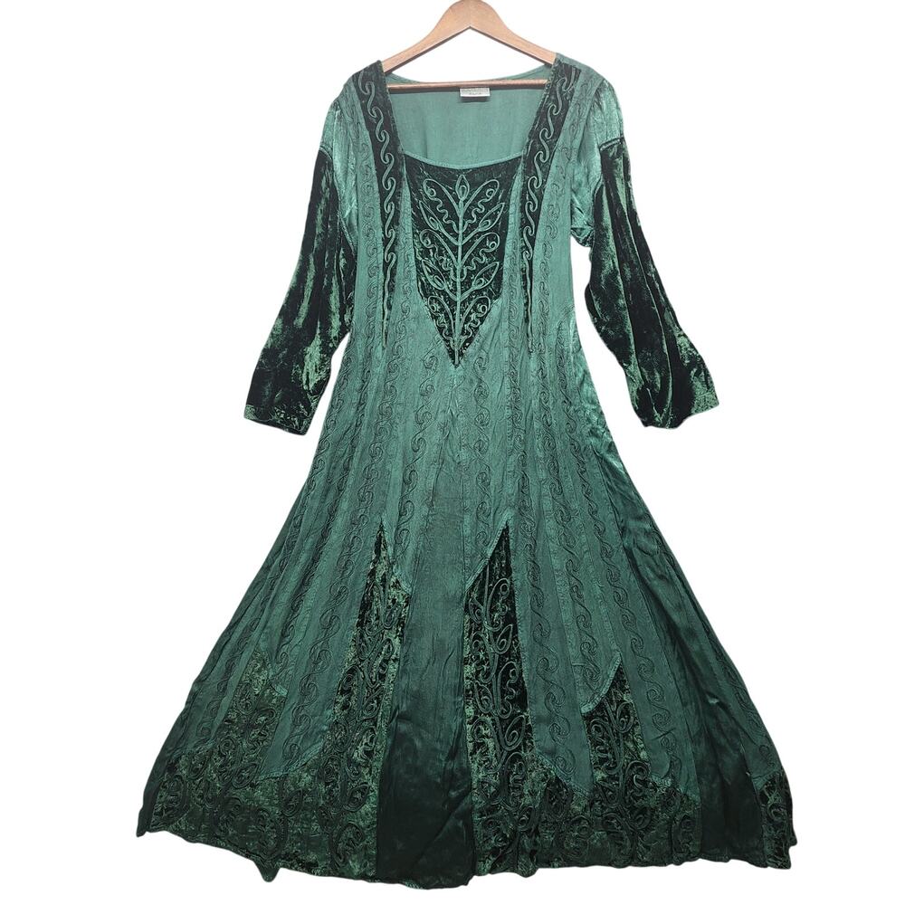 Holy Clothing Dress Womens XL 1X Emerald Green Renaissance Medieval Cottagecore